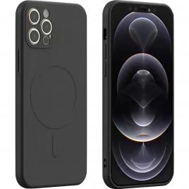 Husa protectie flippy compatibila cu iphone 12 (6.1), liquid magsafe, ring-shaped, magnetica, negru