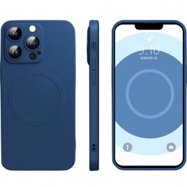 Husa protectie flippy compatibila cu iphone 14, liquid magsafe, ring-shaped, magnetica, albastru