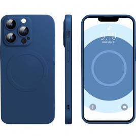 Husa protectie flippy compatibila cu iphone 14 pro max, liquid magsafe, ring-shaped, magnetica, albastru