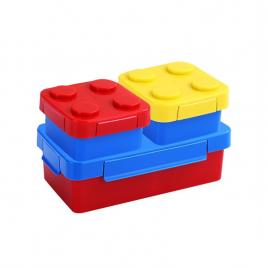 Set caserole pentru pranz interactive, flippy, cuburi de construit, plastic, multicolor