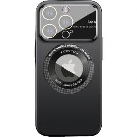 Husa protectie magsafe kathy tech, flippy, pentru apple iphone 14, dublu cerc, negru