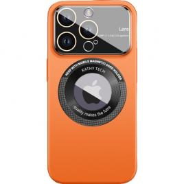 Husa protectie magsafe kathy tech, flippy, pentru apple iphone 14 plus, dublu cerc, portocaliu