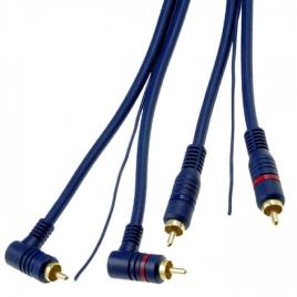 Cablu rca x2 tata - rca x2 la 90 grade tata 5m dublu-ecranat cu fir remote albastru rca-hq2.500.2 4carmedia
