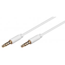 Cablu conector slim aurit jack 4 pini 3.5 mm tata - 3.5 mm tata 1m alb cupru 4 contacte goobay