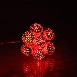 Ghirlanda electrica luminoasa decorativa cu felinar 20 leduri rosii cablu transparent well