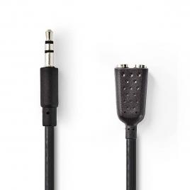 Cablu audio stereo jack 3.5 mm tata - 2x 3.5 mm mama 0.2m nedis