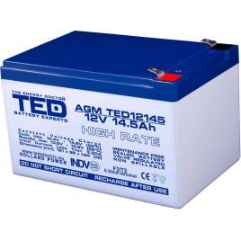 Acumulator 12v 14.5a agm vrla high rate 151x98x95mm f2 ted battery expert holland