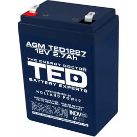 Acumulator plumb acid agm 12v 2.7ah f1 (4.8mm) ted1227f1