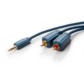 Cablu audio profesional jack 3.5 mm - 2x rca 5m aurit albastru clicktronic