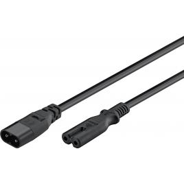 Cablu prelungitor euro c7 tata - c8 mama 2m 2x0.75mm 2.5a negru goobay