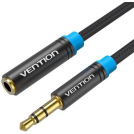 Cablu prelungitor audio stereo jack 3.5 mm mama-tata 2m aurit negru vention vab-b06-b200-m