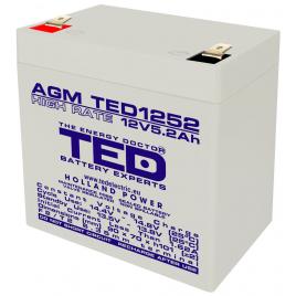 Acumulator 12v 5.2ah high rate vrla agm battery ted1252hrf2