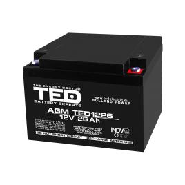 Acumulator agm vrla 12v 26ah plumb acid 165x175x125 mm m5 terminal ted battery expert holland