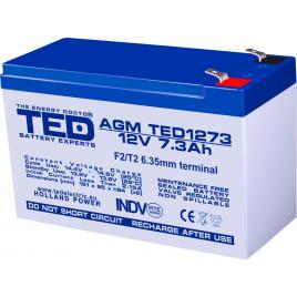 Acumulator agm vrla 12v 7.3ah plumb acid 151x65x95 mm f2 terminal ted battery expert holland