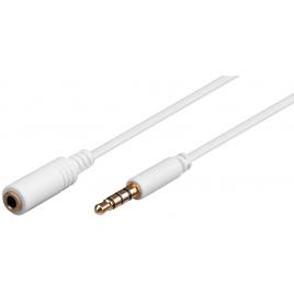 Cablu prelungitor 1.5m aux casti 4-pin jack 3.5 mm stereo aurit mama-tata awg28 cupru alb 62361 goobay