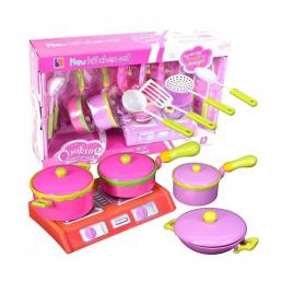 Set de mini aragaz de jucarie cu accesorii incluse, malplay, roz