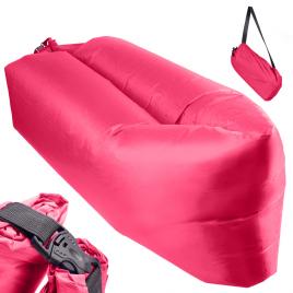 Saltea autogonflabila lazy bag tip sezlong, 230 x 70cm, culoare roz, pentru camping, plaja sau piscina