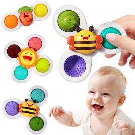 Set 3 jucarii interactive, model pop up sensory fidget spinner pentru copii sau bebelusi