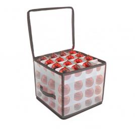 Cutie pentru depozitare 64 globuri de Craciun, 30x30x30 cm, gri/alb, Bright & Homely, BH150