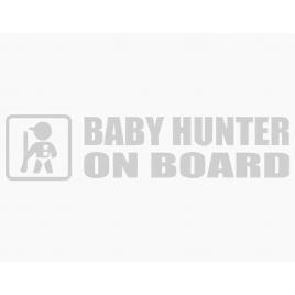 Sticker autocolant autoturism - Baby hunter on board - 15 x 3.5 cm Alb