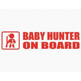 Sticker autocolant autoturism - Baby hunter on board - 15 x 3.5 cm Rosu