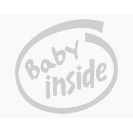 Sticker autocolant autoturism - Baby inside - 13 x 12 cm  Alb