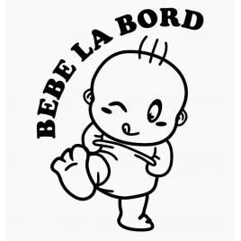 Sticker autocolant autoturism - Bebe la bord kick - 11.6 x 15.2 cm Negru