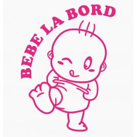 Sticker autocolant autoturism - Bebe la bord kick - 11.6 x 15.2 cm Roz