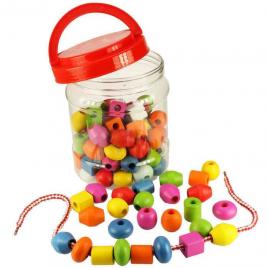 Set margele din lemn pentru insirat - bigjigs