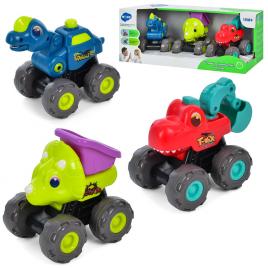 Set 3 vehicule dinozauri cu sistem pull-back