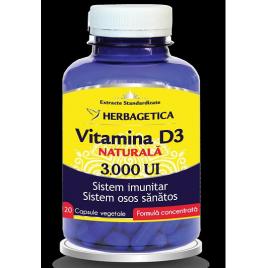Vitamina d3 naturala 3000ui 120cps vegetale