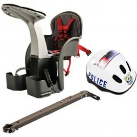 Set scaun bicicleta copii, pozitie montare centru, 15 kg si casca protectie xs 44-48 police weeride wr01skpl