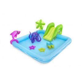 Piscina gonflabila pentru copii, de joaca, cu tobogan, 239x206x86 cm, bestway fantastic aquarium
