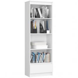 Biblioteca, placa laminata, 1 sertar, 4 rafturi, alb, 60x35x180 cm 