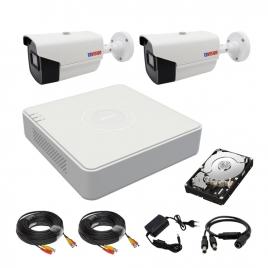 Sistem supraveghere 2 camere rovision oem hikvision, 2mp full hd, ir40m, dvr 4 canale, turbo hd, hikvision, accesorii si hard incluse