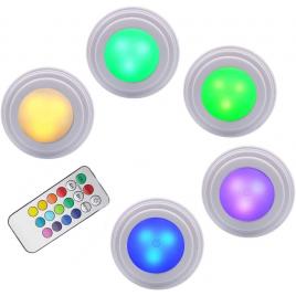 Set 5 lampi cu LED-uri, cu telecomanda, autoadeziv, multicolor, ELE6645OB