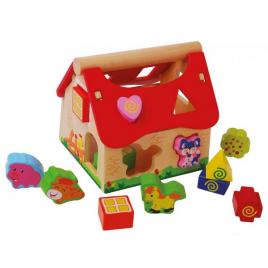 Casuta din lemn cu cuburi ecotoys