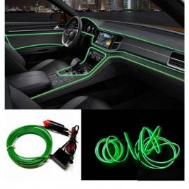 Fir cu lumina ambientala pentru masina, flexibil, 2m, neon ambiental verde