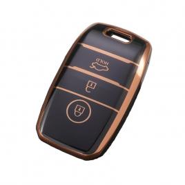 Husa cheie kia sportage smartkey 3 butoane tpu negru cu contur auriu