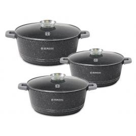 Set 3 cratite cu capac, interior marmura, 14l, 19,2 l, 25l