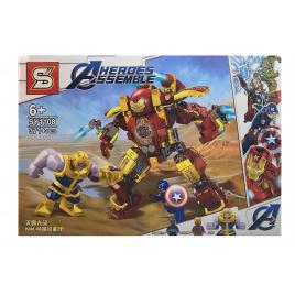 Set de constructie, Avengers - Thanos vs IronMan si Captain America, 371 piese tip lego