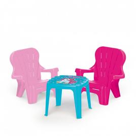 Masuta cu 2 scaunele, roz - unicorn - dolu