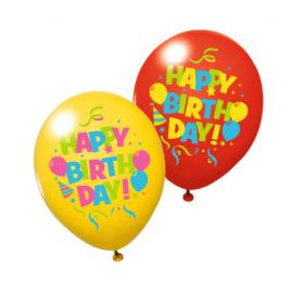 Baloane happy birthday diverse culori, calitate helium, biodegradabile, set 6