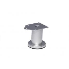 Picior metalic reglabil pentru mobilier, H=80 mm, Ø 42 mm, finisaj aluminiu