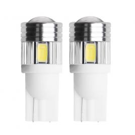 Set 2 x becuri auto led, t10, 6 smd, 5w, canbus, alb