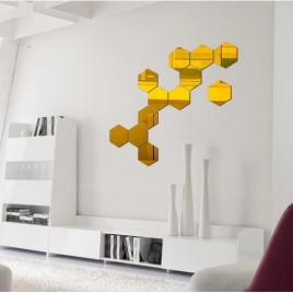 Set Oglinzi Design Hexagon - Oglinzi Decorative Acrilice GOLDLuxury Home 10 bucati/set 12-14 cm