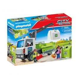 Playmobil city action - camion de reciclare sticla cu container