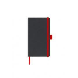 Agenda nedatata a5 castelli, coperta rigida negru, elastic rosu, dictando ivory