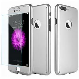 Husa Full Cover (fata + spate + folie sticla) pentru iPhone 7 Plus Silver