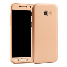 Husa Full Cover  360 (fata + spate + folie sticla) pentru Samsung Galaxy A5 (2017) Gold